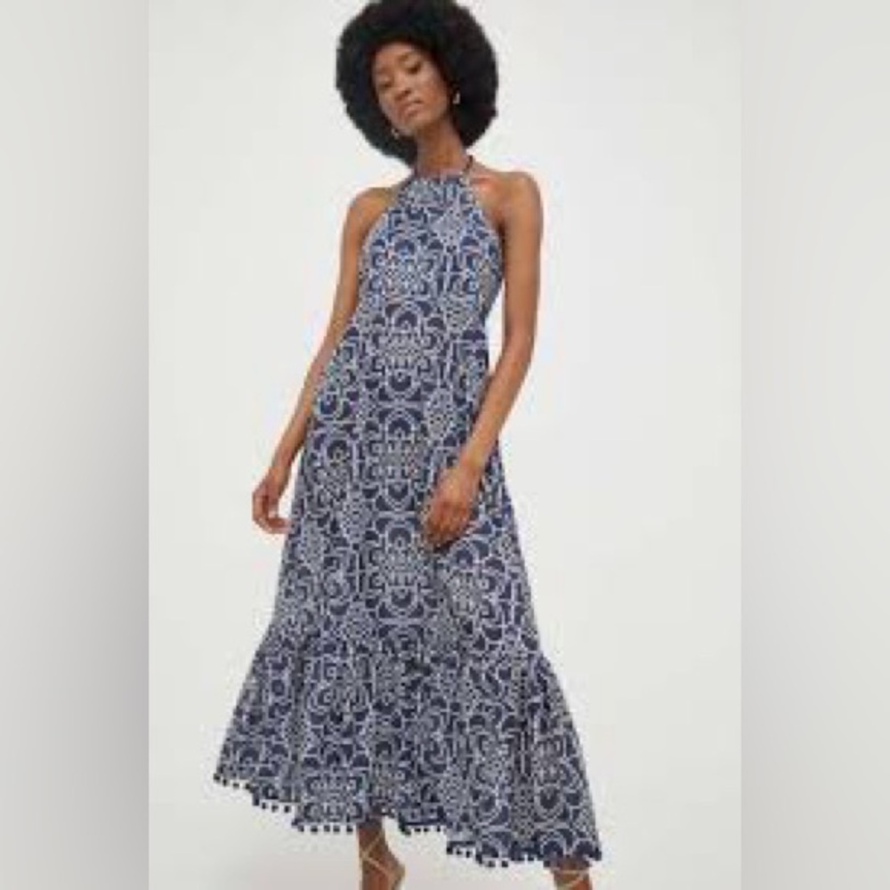 Zara Marrakesh Printed Poplin Maxi Halter Dress Large
